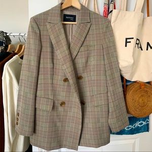 Korean Wconcept Plaid Button Blazer